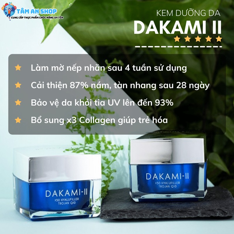 Công dụng của Dakami II kem dưỡng da