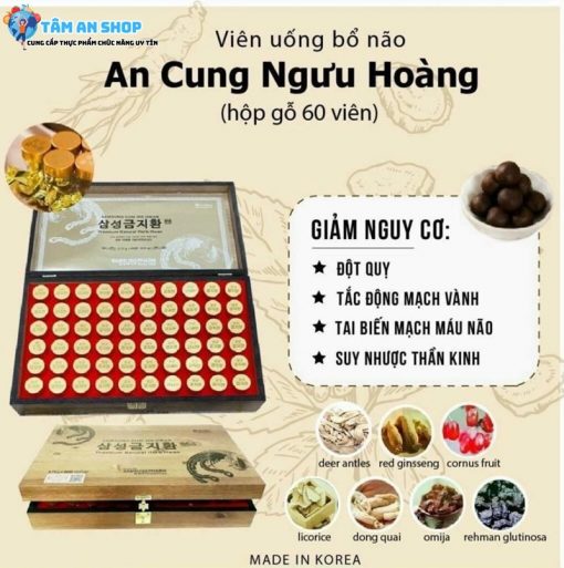 Công dụng của An Cung Ngưu Hoàn Sam Sung Hàn Quốc