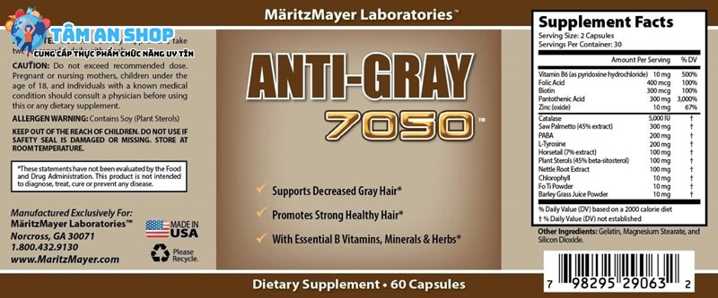 Các thành phần chính có trong Anti Gray Hair 7050