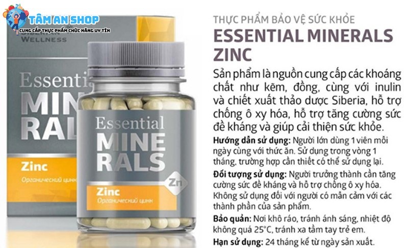 Thông tin về sản phẩm Essential Minerals Zinc Siberian 